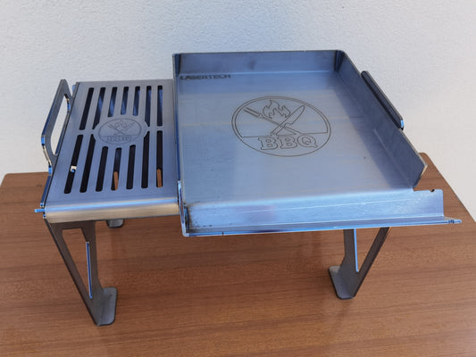 Foldable charcoal grill + 2/3 griddle